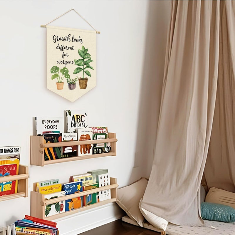 ETVISO Boho Classroom Decor, Positive Affirmations Green Wall Decor Canvas Banner, Greenery Plant Classroom Growth Looks Different for Everyone, Wall Hanging Pennant Flag Banner 15x11in - Image 5